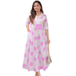 Flaunt the Florals ? Embroidered Cotton Dress with Printex Highlights (XXL)